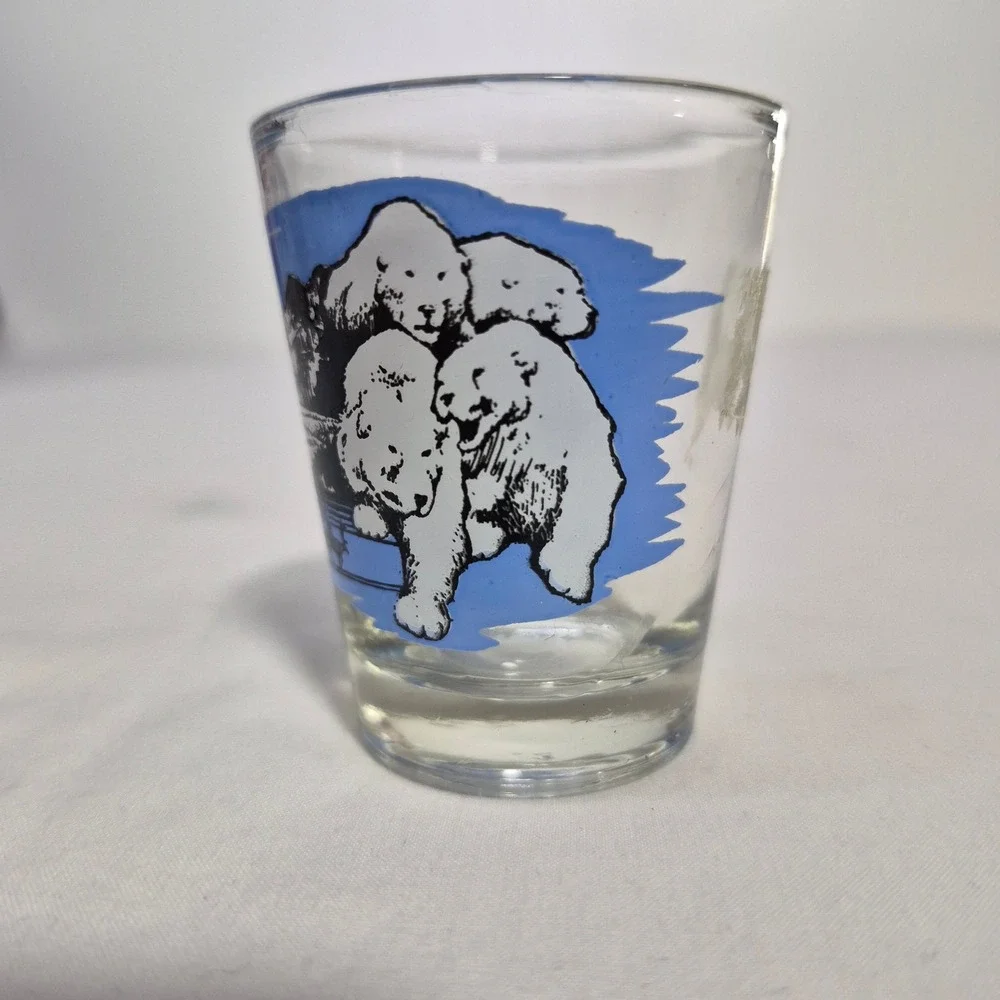 Alaska‎ Shot Glass Blue Souvenir Wildlife Huskies Polar Bears